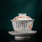 Fan Hong Mei Kai Wu Fu 200cc - Jing De Zhen Porcelain Gaiwan zycschina