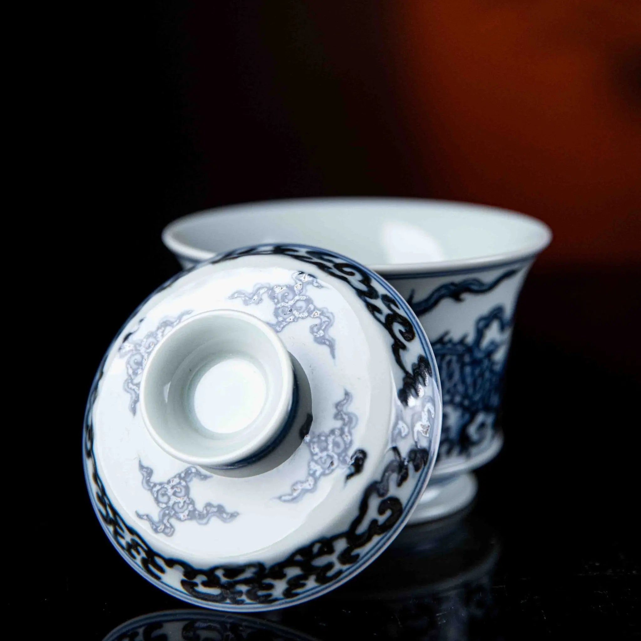Hai Shui Long Wen 150cc - Jing De Zhen Porcelain Gaiwan zycschina
