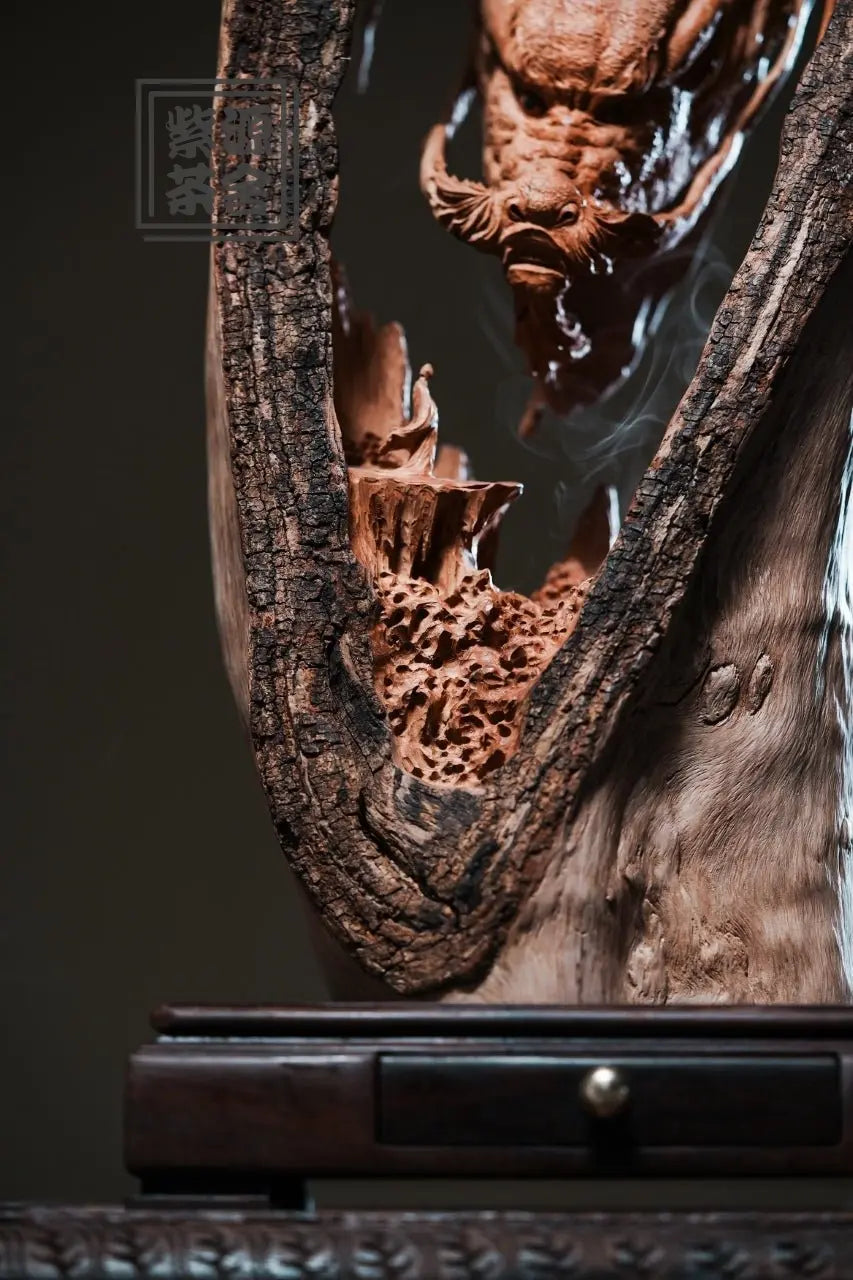 Lao Long Pan Mu - Wood Sculpture zycschina
