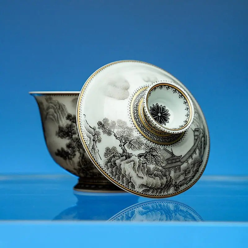 Lou Ge Shan Shui 140cc - Jing De Zhen Porcelain Gaiwan zycschina