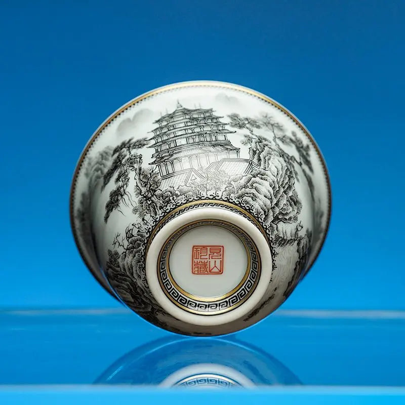 Lou Ge Shan Shui 140cc - Jing De Zhen Porcelain Gaiwan zycschina