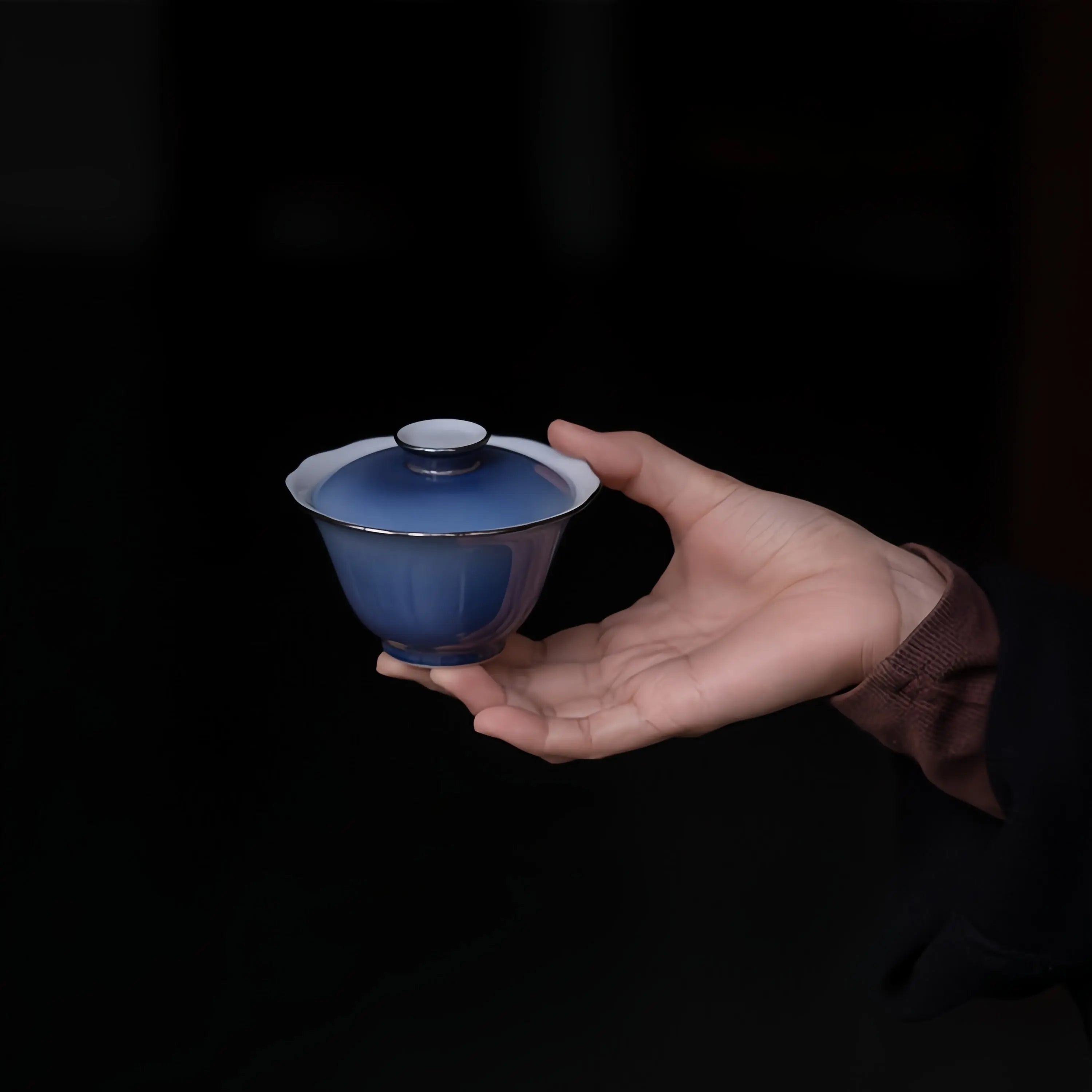 Sa Lan Jian Bian 140cc - Jing De Zhen Porcelain Gaiwan zycschina