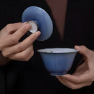 Sa Lan Jian Bian 140cc - Jing De Zhen Porcelain Gaiwan zycschina