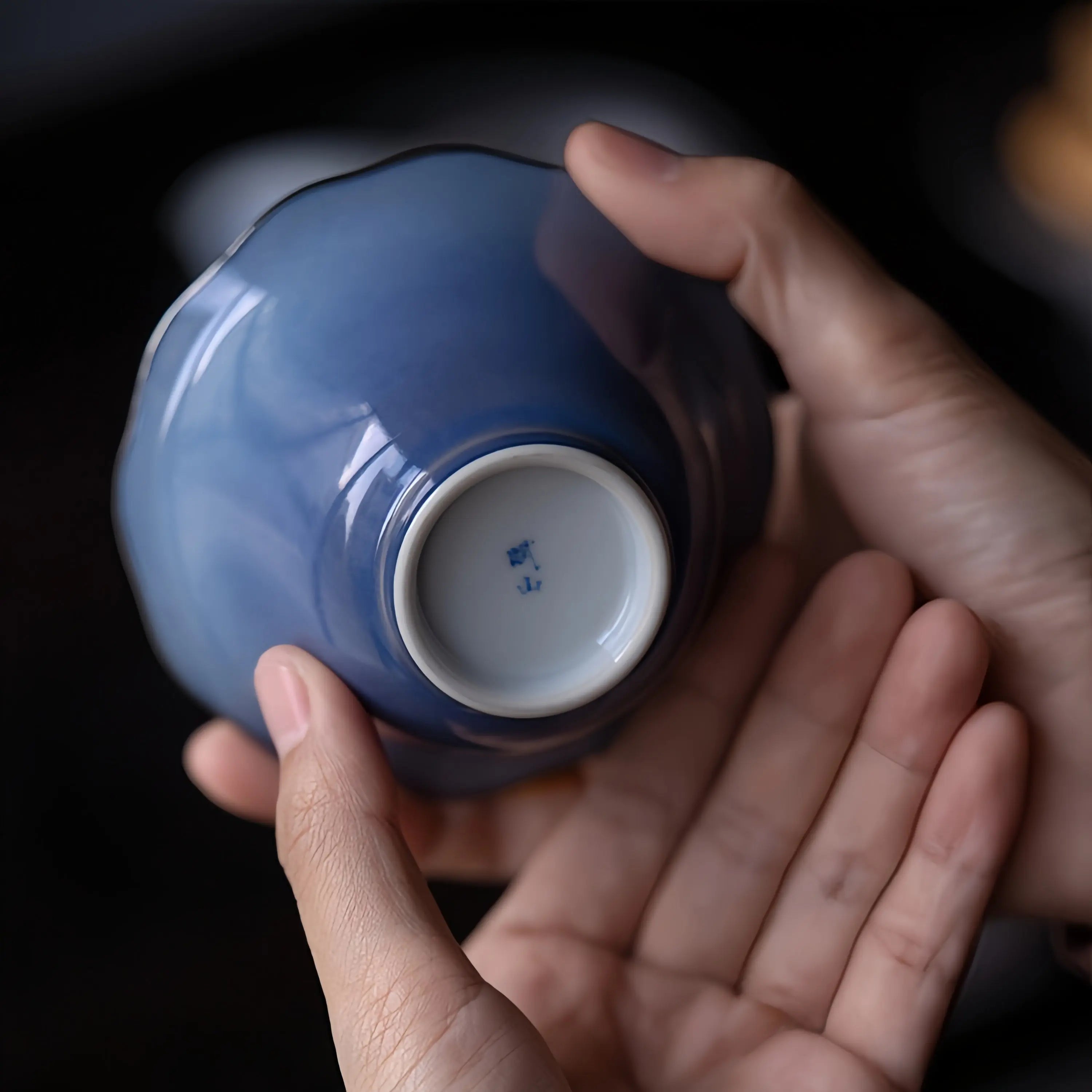 Sa Lan Jian Bian 140cc - Jing De Zhen Porcelain Gaiwan zycschina