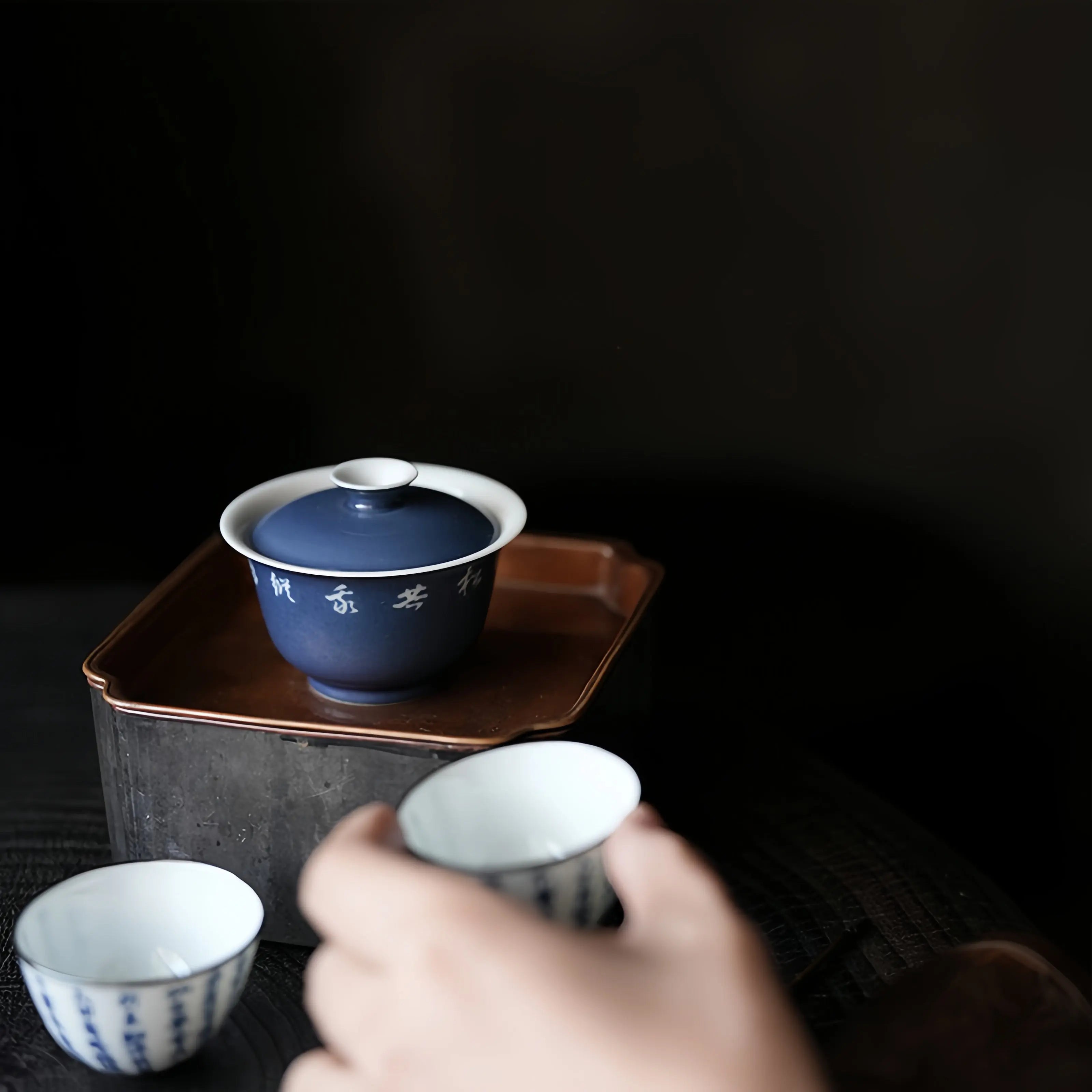 Sa Lan Shi Wen 80cc - Jingdezhen Porcelain Gaiwan zycschina