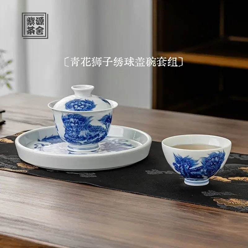 Shi Zi Xiu Qiu 150cc - Jing De Zhen Porcelain Gaiwan zycschina