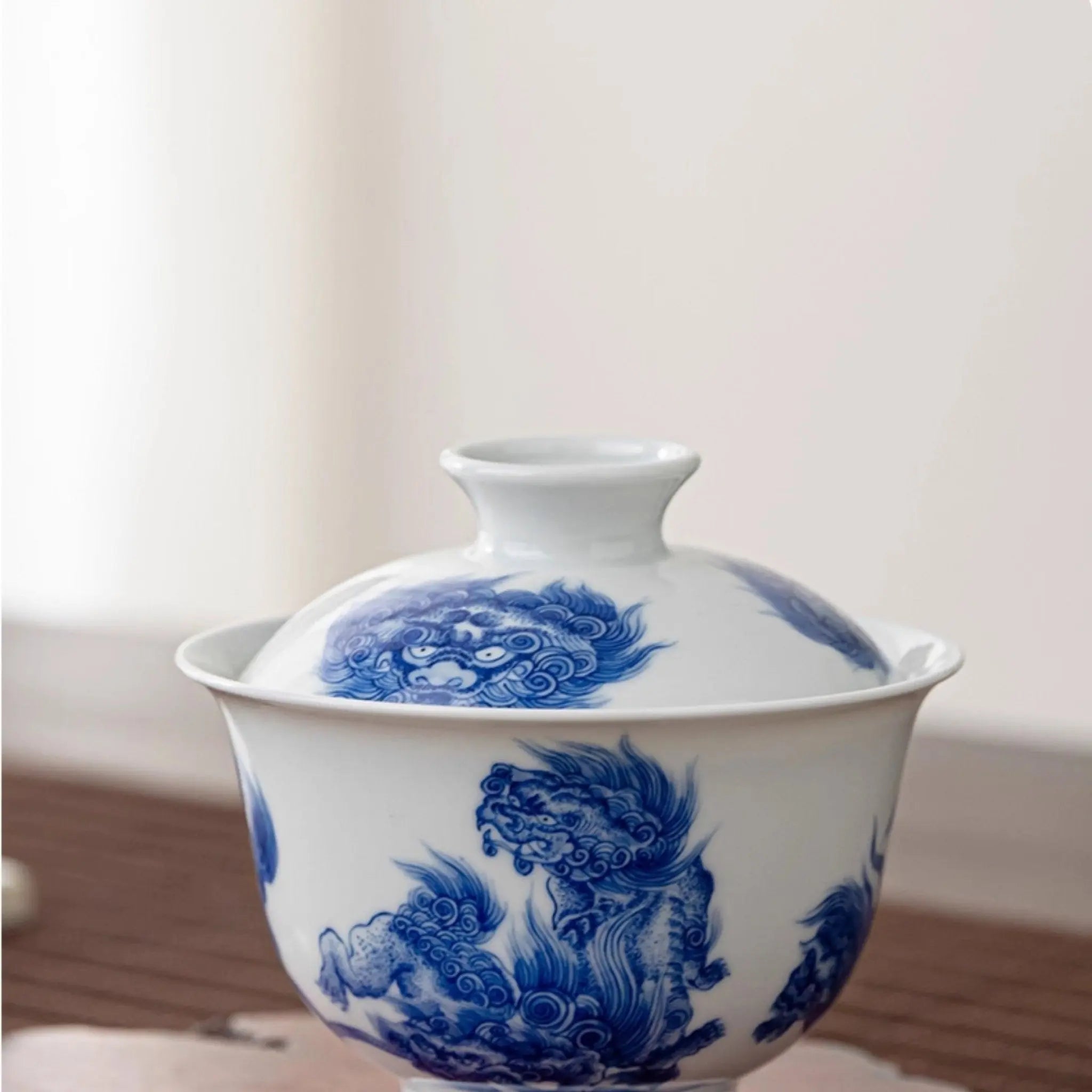 Shi Zi Xiu Qiu 150cc - Jing De Zhen Porcelain Gaiwan zycschina