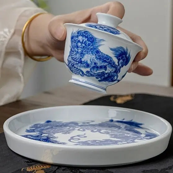 Shi Zi Xiu Qiu 150cc - Jing De Zhen Porcelain Gaiwan zycschina