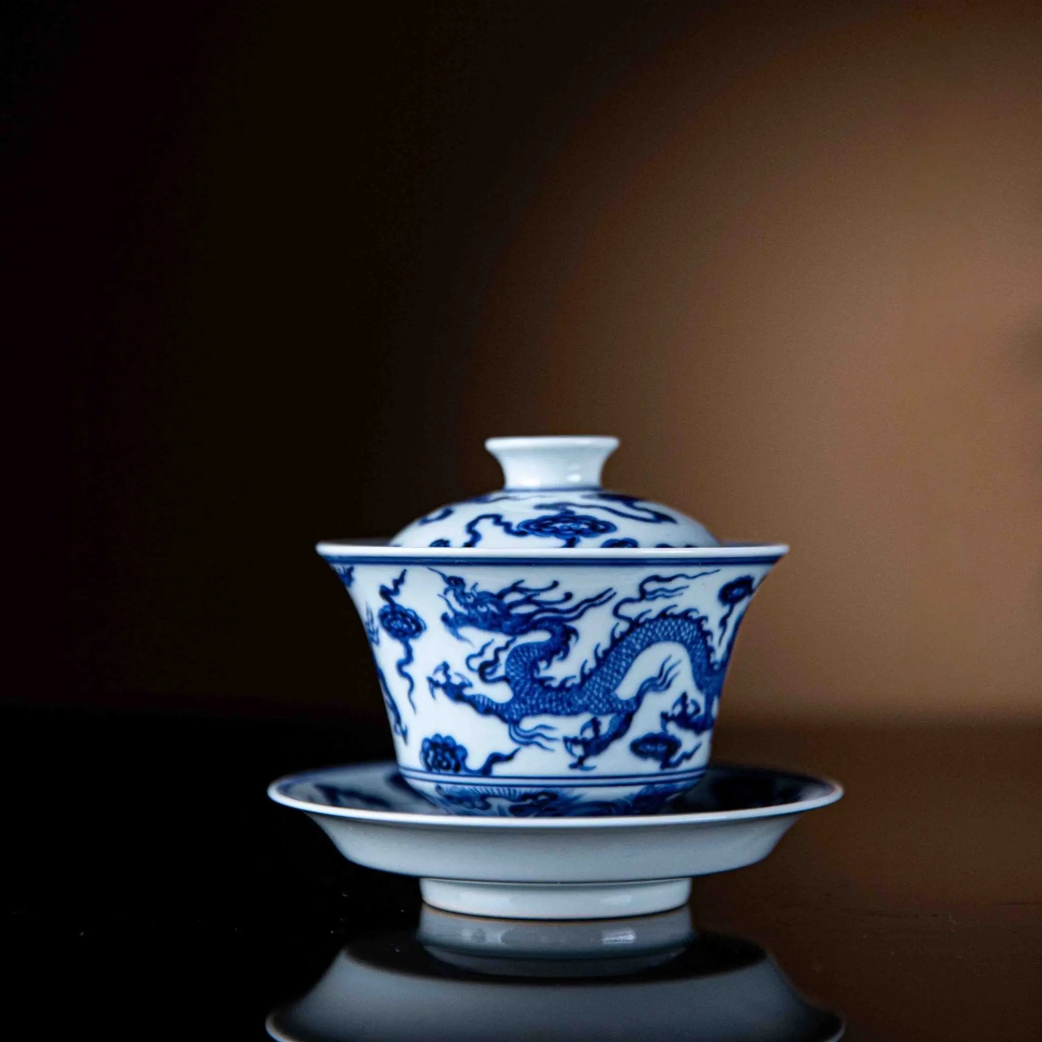 Shuang Long 120cc - Jing De Zhen Porcelain Gaiwan zycschina