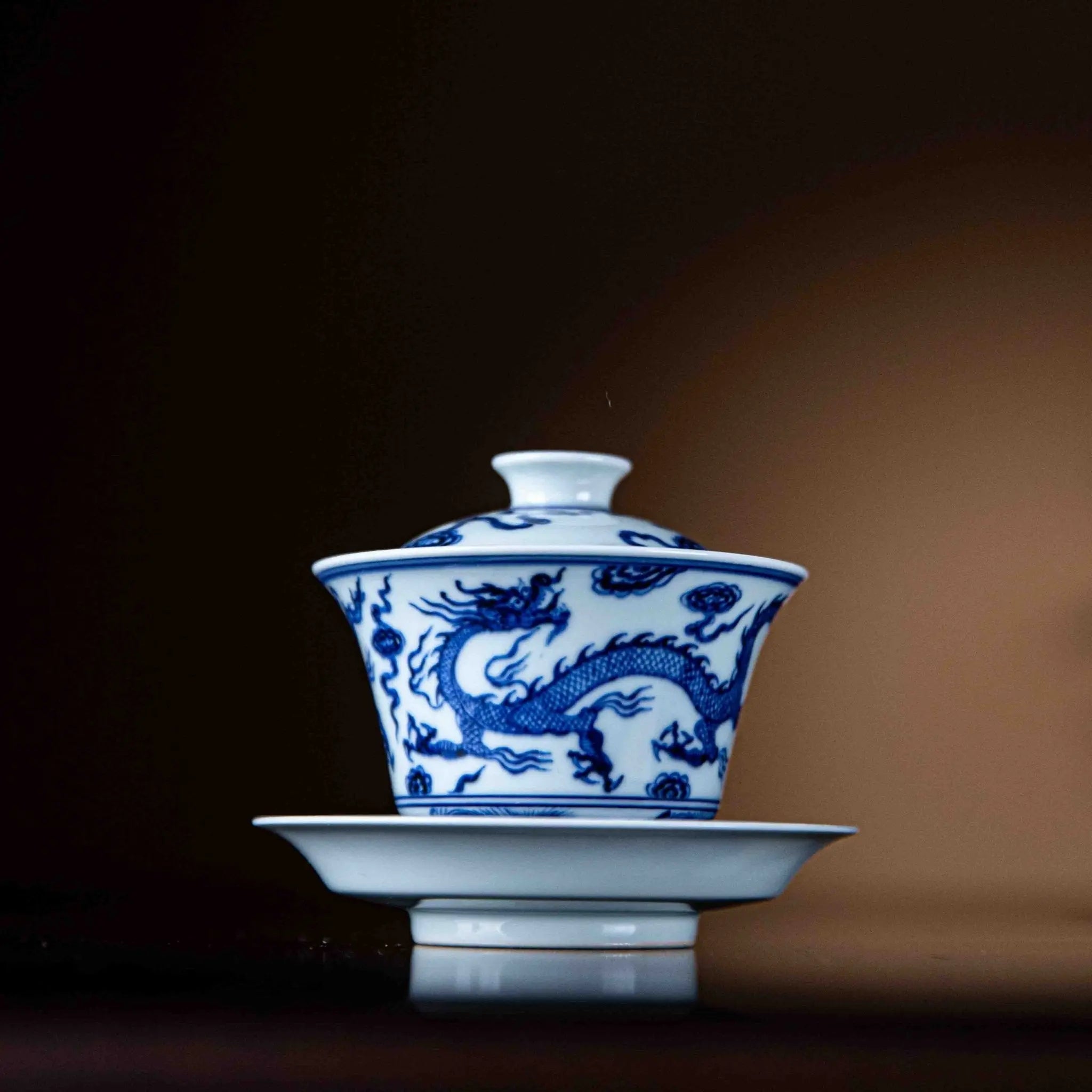 Shuang Long 120cc - Jing De Zhen Porcelain Gaiwan zycschina