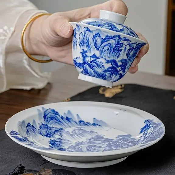 Song Hua Shan Shui 130cc - Jing De Zhen Porcelain Gaiwan zycschina