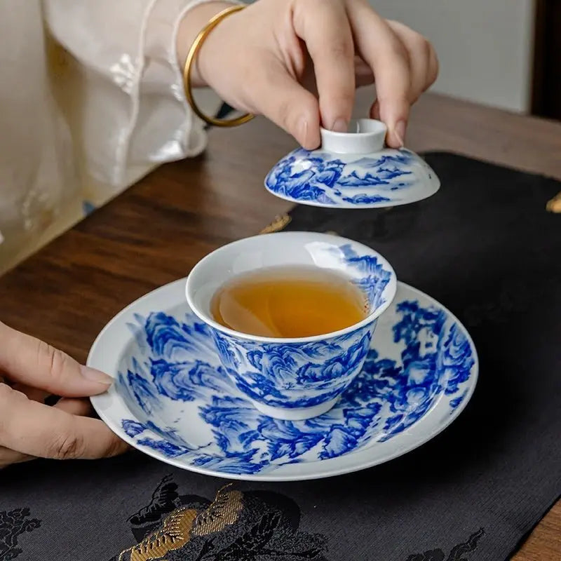 Song Hua Shan Shui 130cc - Jing De Zhen Porcelain Gaiwan zycschina