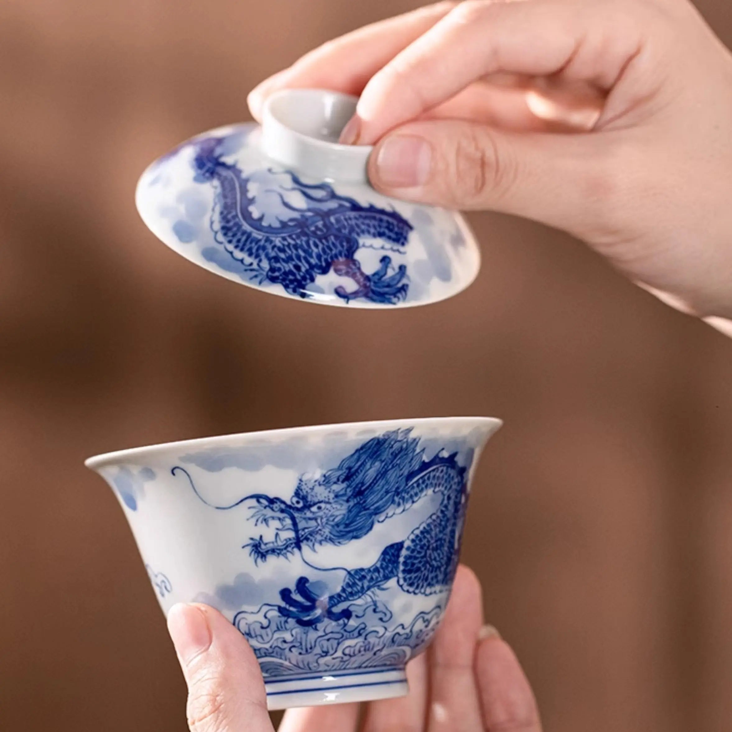 Yun Hai Teng Long/ Teng Long Fan Juan  - Jing De Zhen Porcelain Gaiwan zycschina