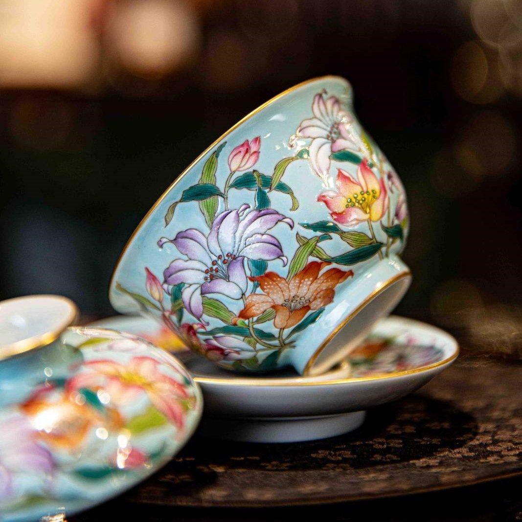 Bai He Hua 125cc - Jing De Zhen Porcelain Gaiwan - zycs_China