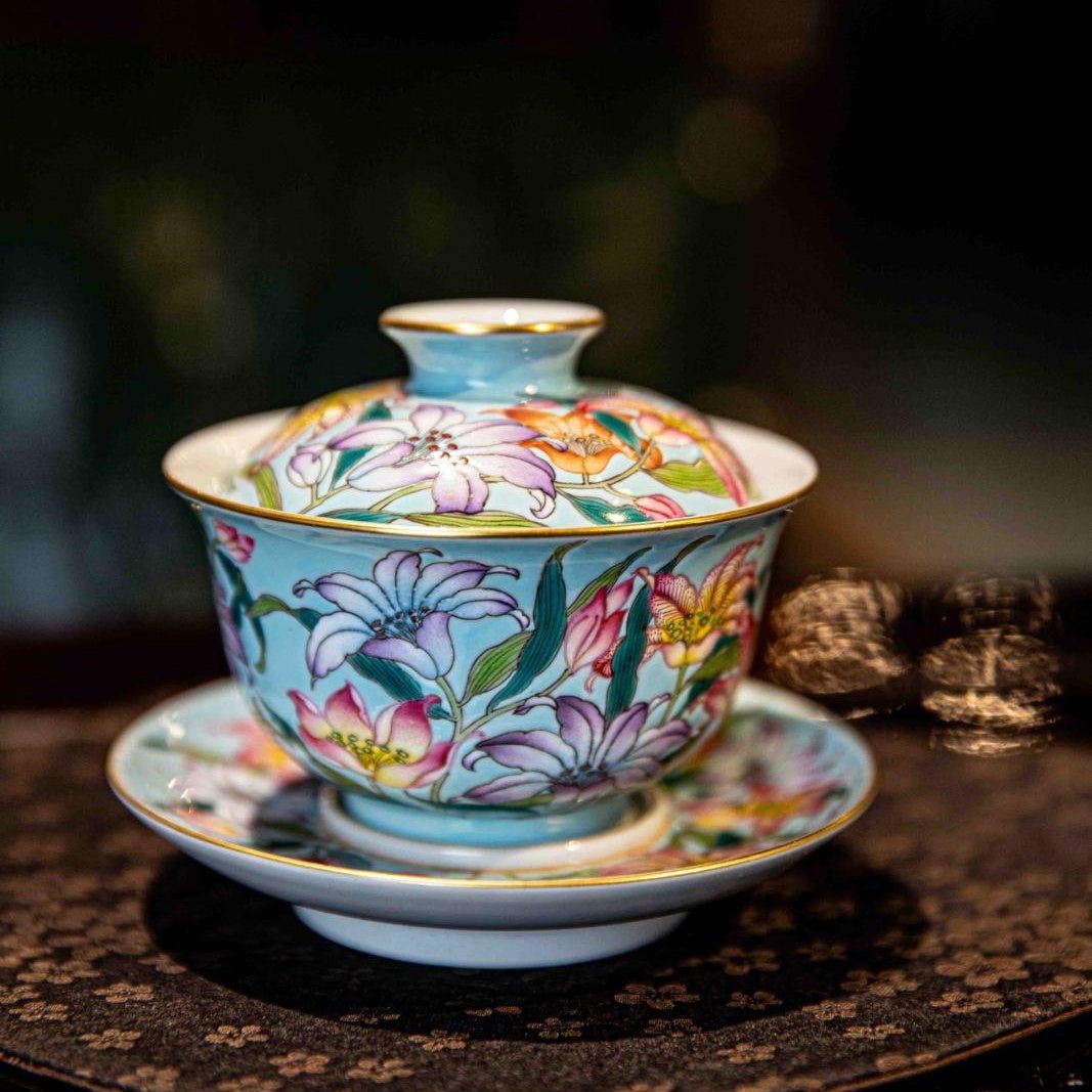 Bai He Hua 125cc - Jing De Zhen Porcelain Gaiwan - zycs_China