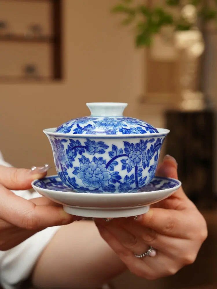 Chan Zhi Mu Dan 160cc - Jing De Zhen Handmade Gai Wan - zycs_China