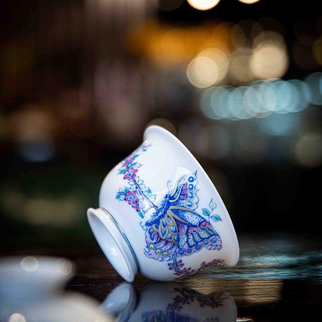 Die Lian Hua 110cc - Jing De Zhen Porcelain Gaiwan - zycs_China