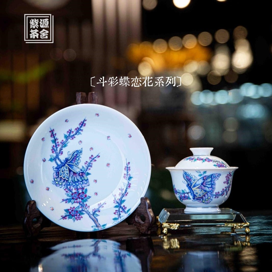 Die Lian Hua 110cc - Jing De Zhen Porcelain Gaiwan - zycs_China