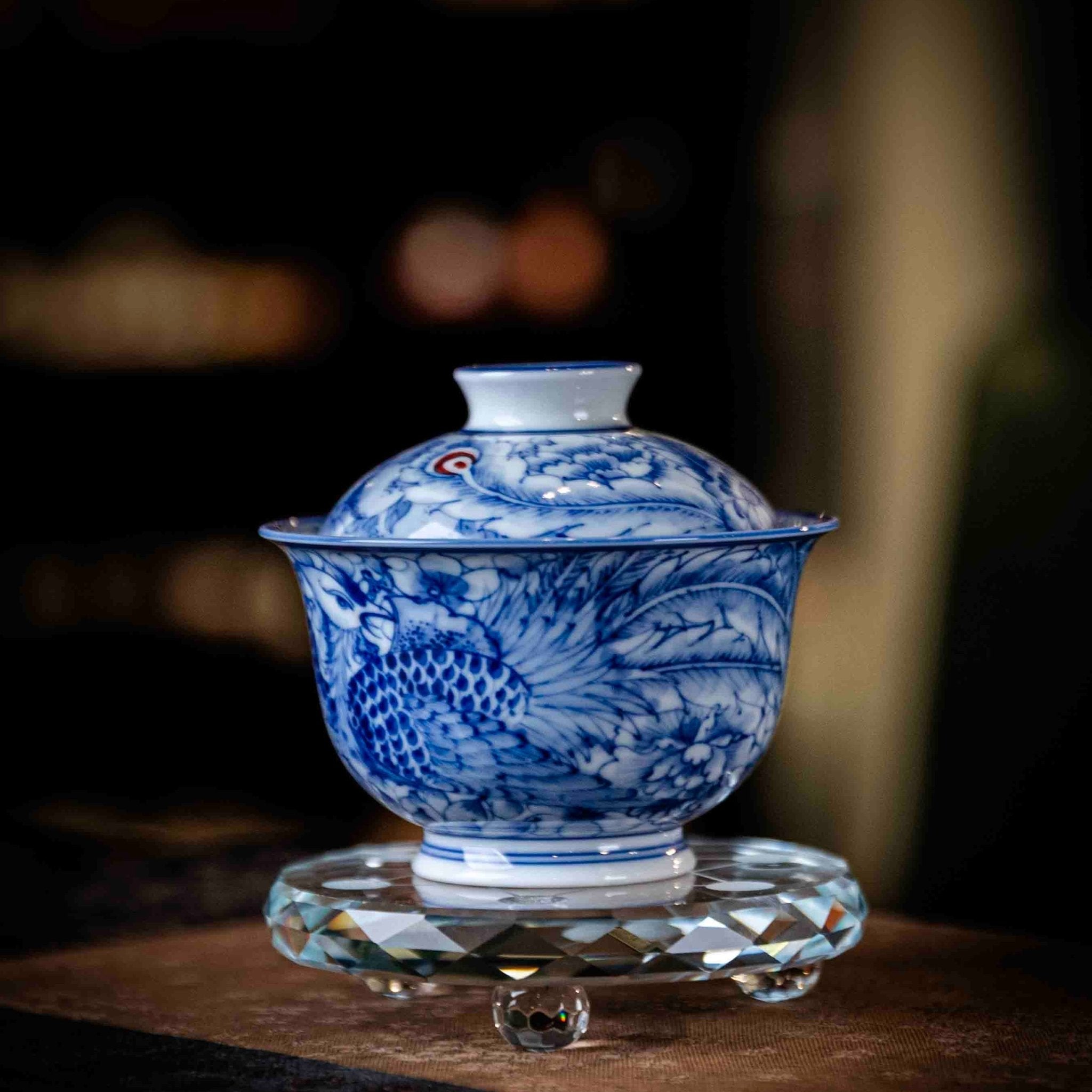 Feng Chuan Mu Dan 150cc - Jing De Zhen Porcelain Gaiwan - zycs_China