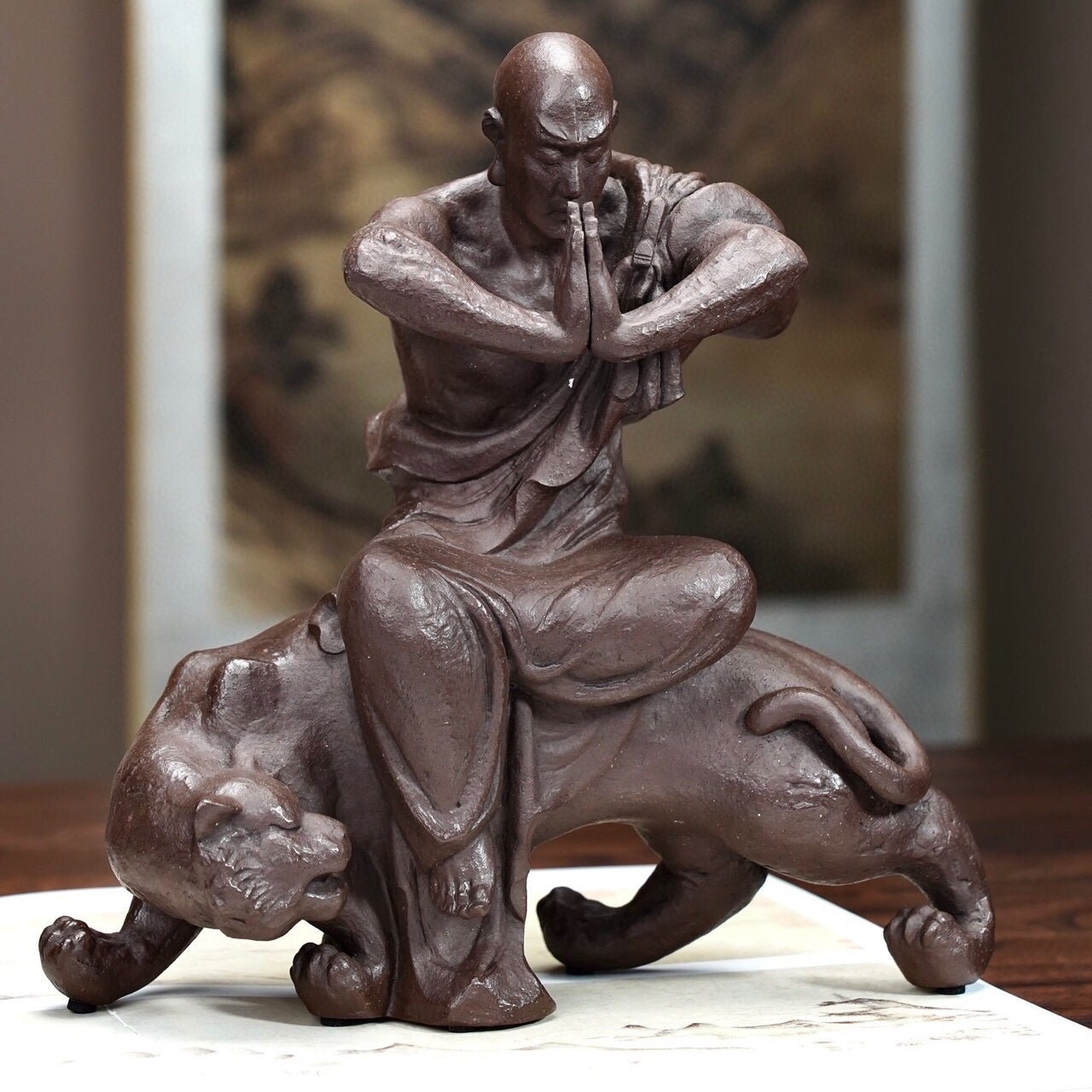 Fu Hu Luo Han - Zisha Sculpture - zycs_China