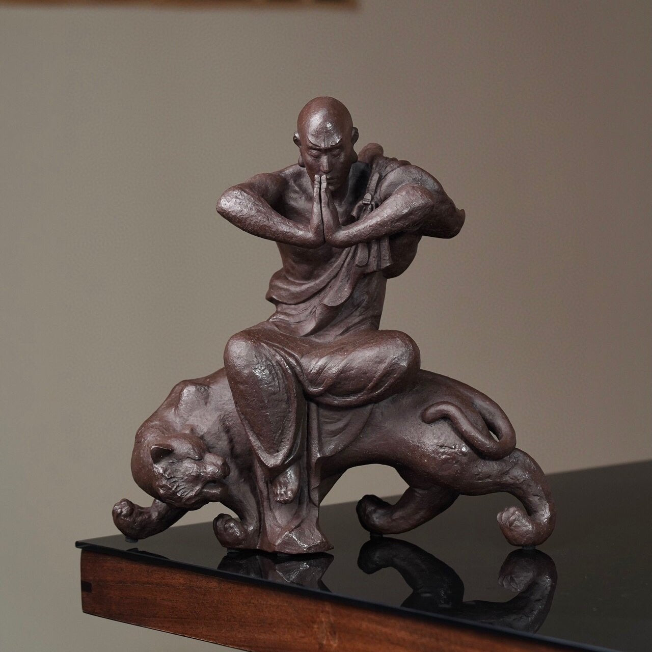 Fu Hu Luo Han - Zisha Sculpture - zycs_China