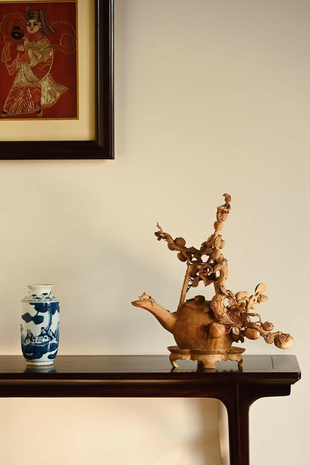 Fu Lu Fu Gui - Wood Sculpture - zycs_China