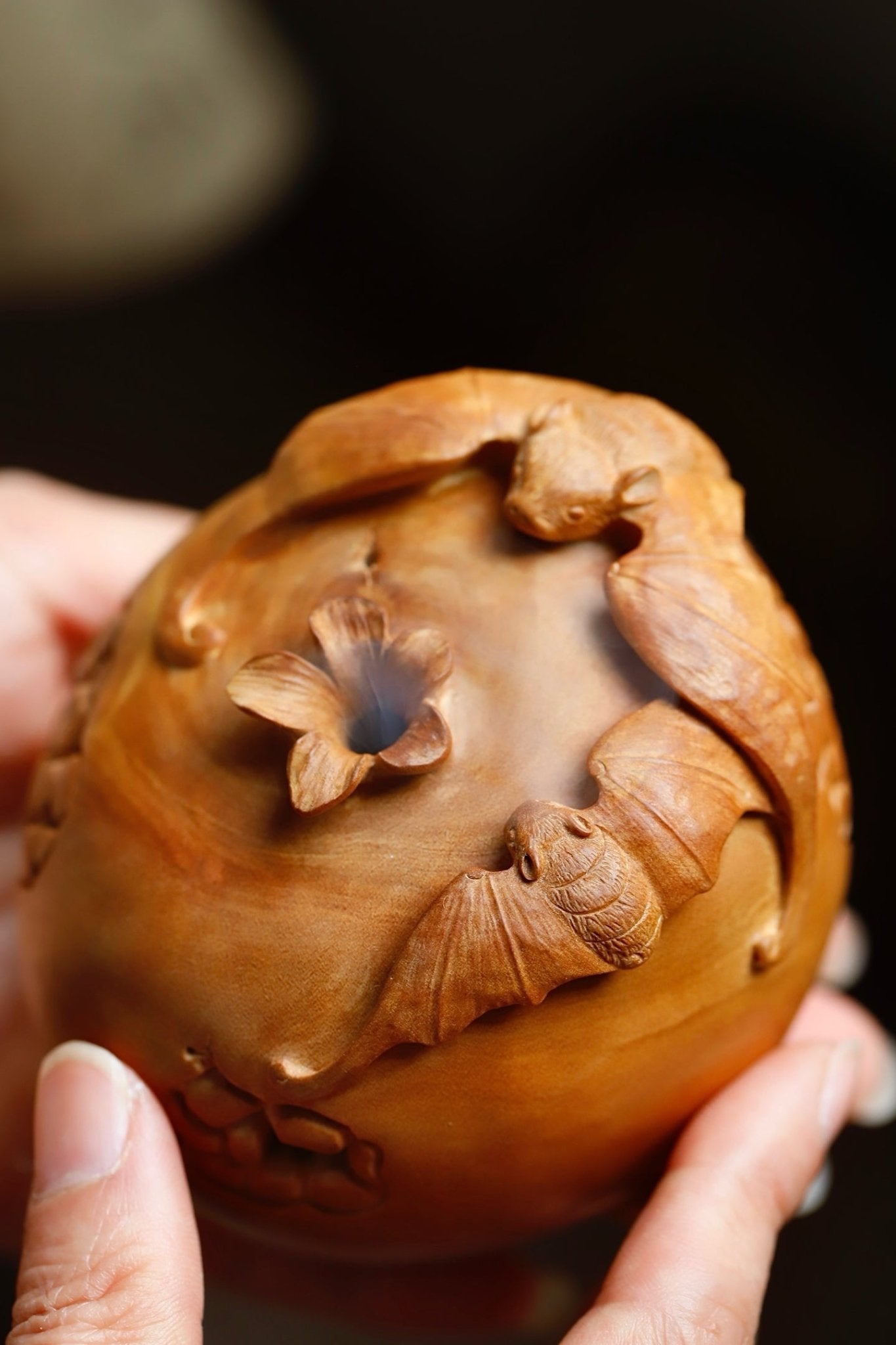 Fu Shou Man Tang - Wood Sculpture - zycs_China