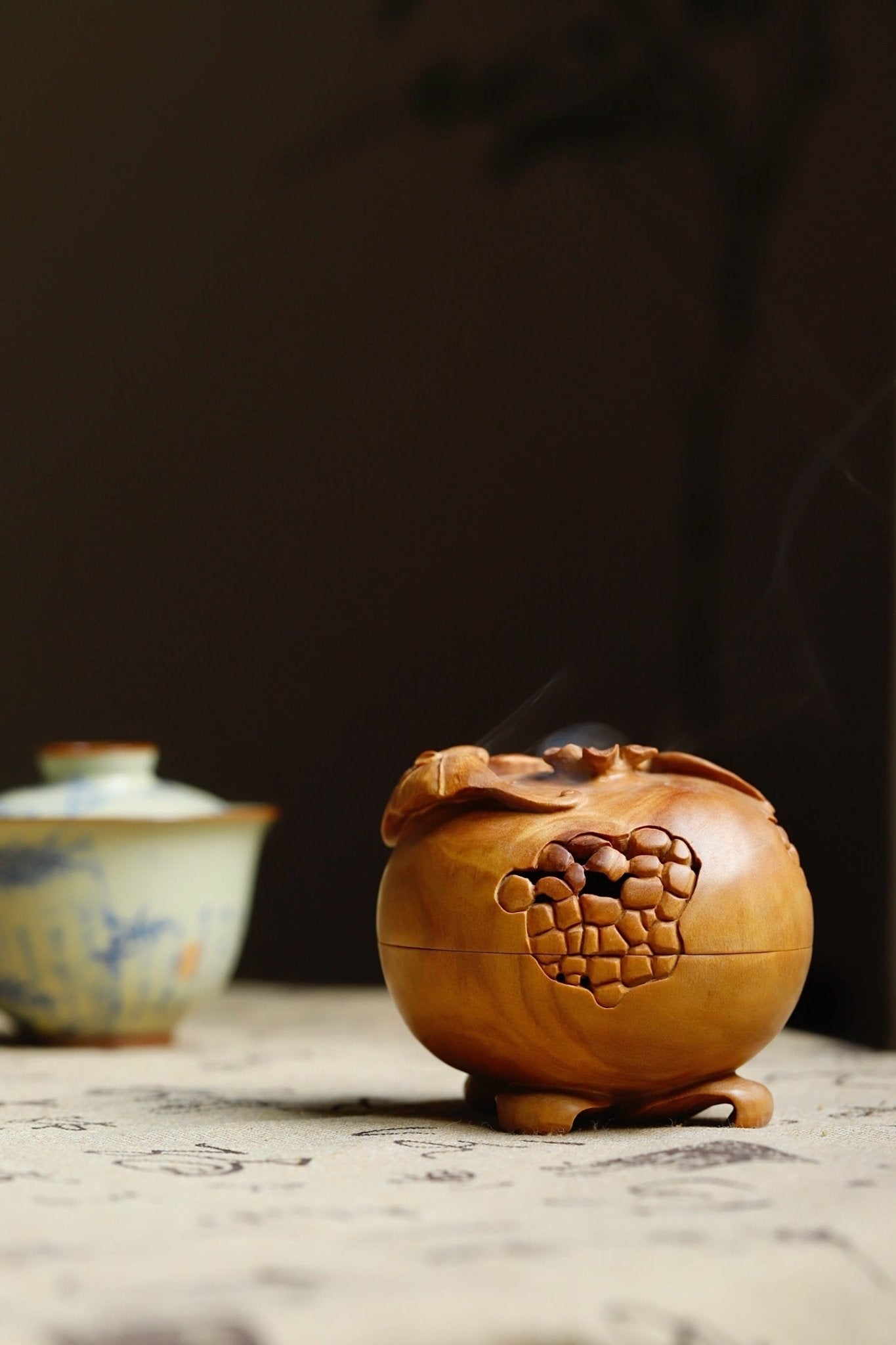 Fu Shou Man Tang - Wood Sculpture - zycs_China