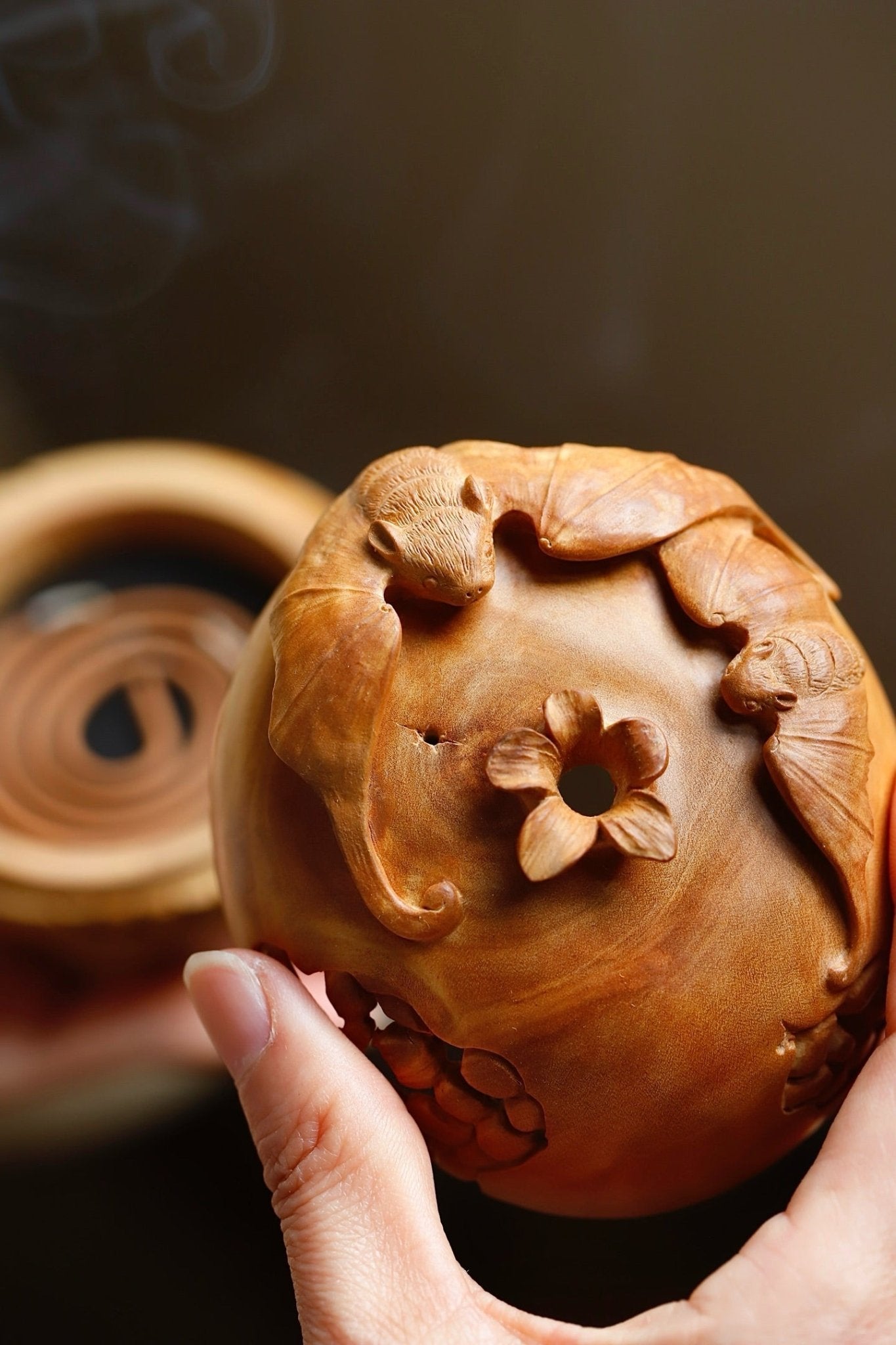 Fu Shou Man Tang - Wood Sculpture - zycs_China