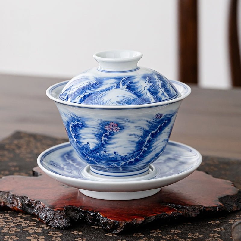 Hai Shang Hua 150cc - Jing De Zhen Porcelain Gaiwan - zycs_China