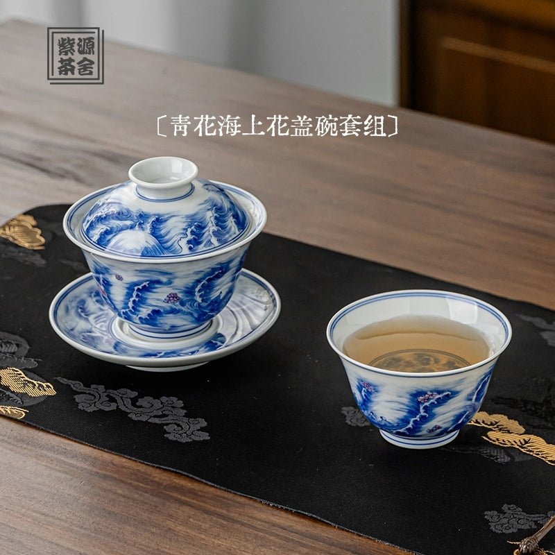 Hai Shang Hua 150cc - Jing De Zhen Porcelain Gaiwan - zycs_China