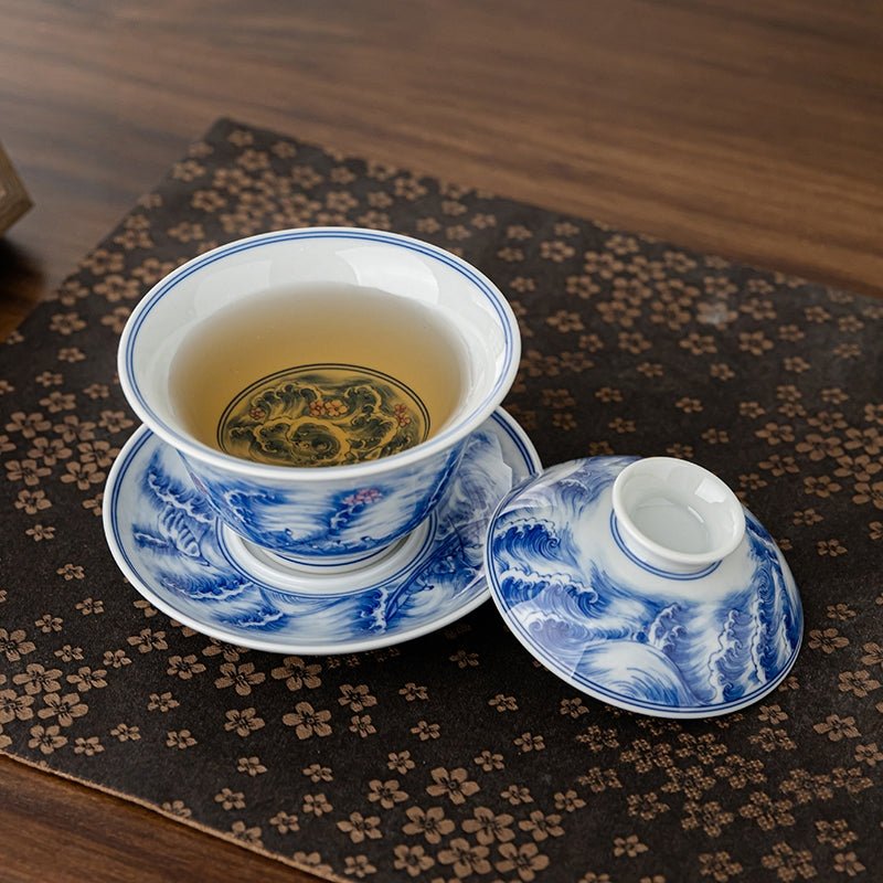 Hai Shang Hua 150cc - Jing De Zhen Porcelain Gaiwan - zycs_China