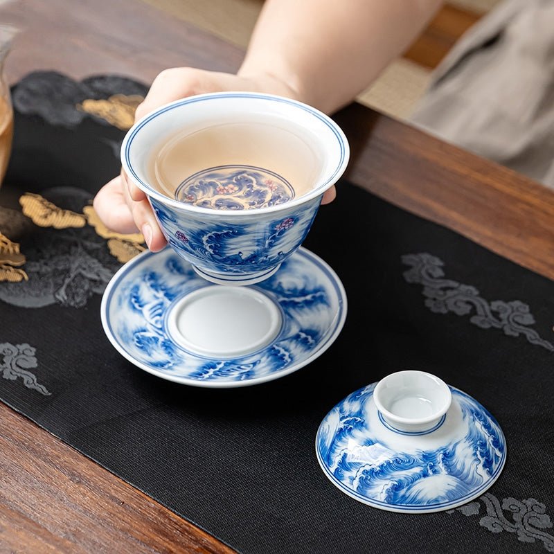 Hai Shang Hua 150cc - Jing De Zhen Porcelain Gaiwan - zycs_China