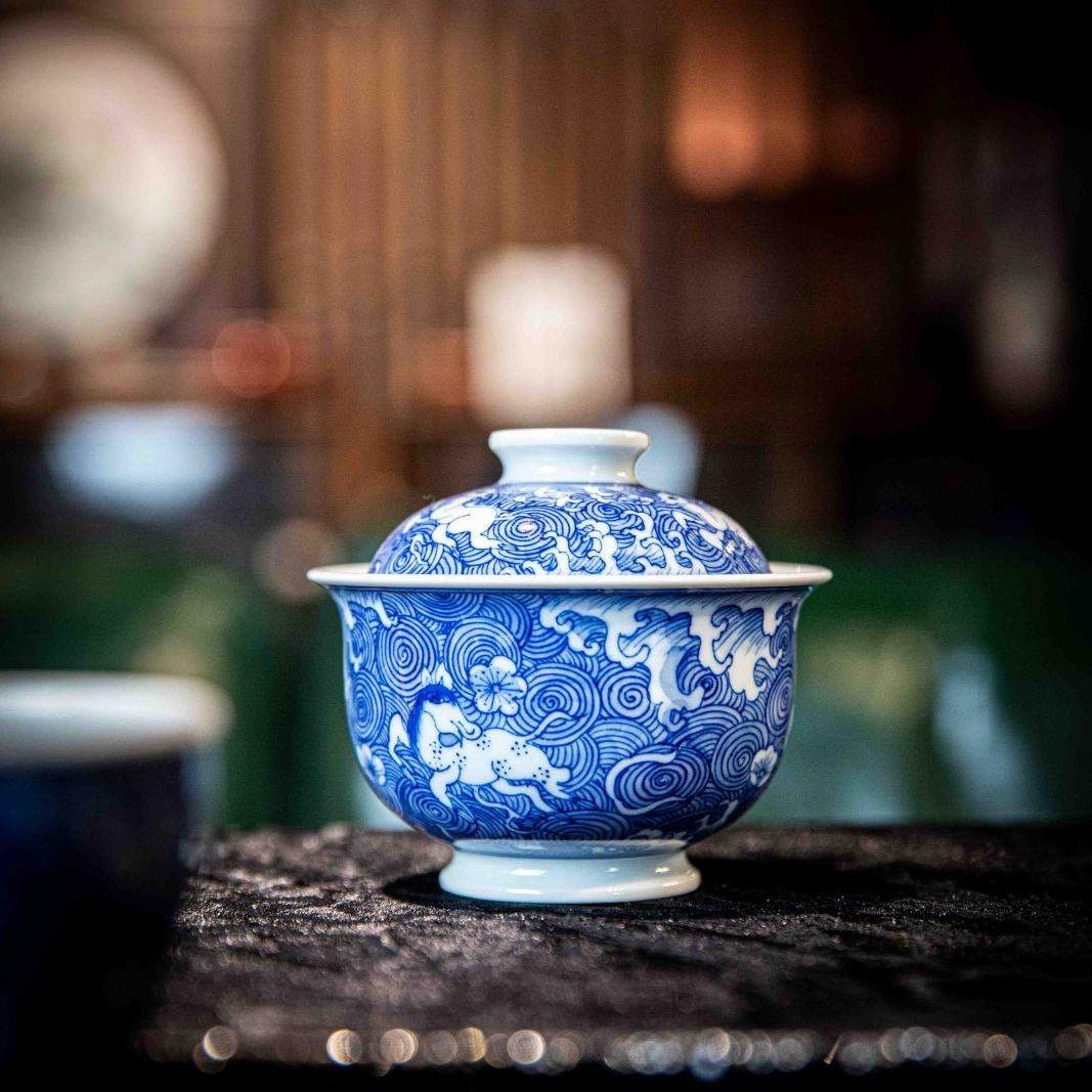 Hai Shou 110cc - Jing De Zhen Porcelain Gaiwan - zycs_China