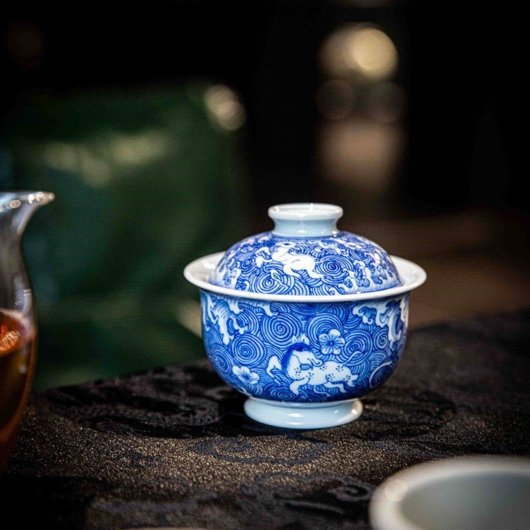 Hai Shou 110cc - Jing De Zhen Porcelain Gaiwan - zycs_China