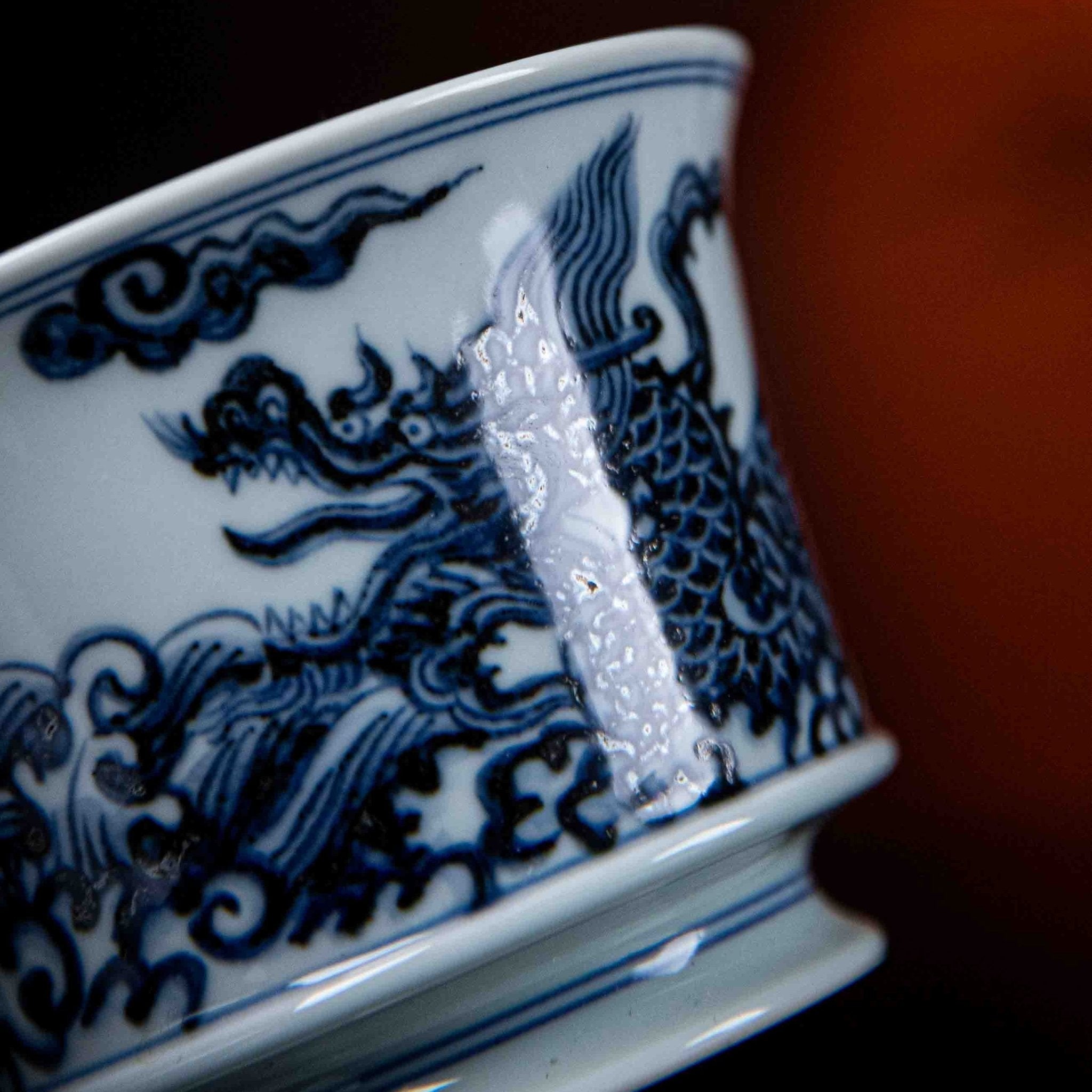 Hai Shui Long Wen 150cc - Jing De Zhen Porcelain Gaiwan - zycs_China