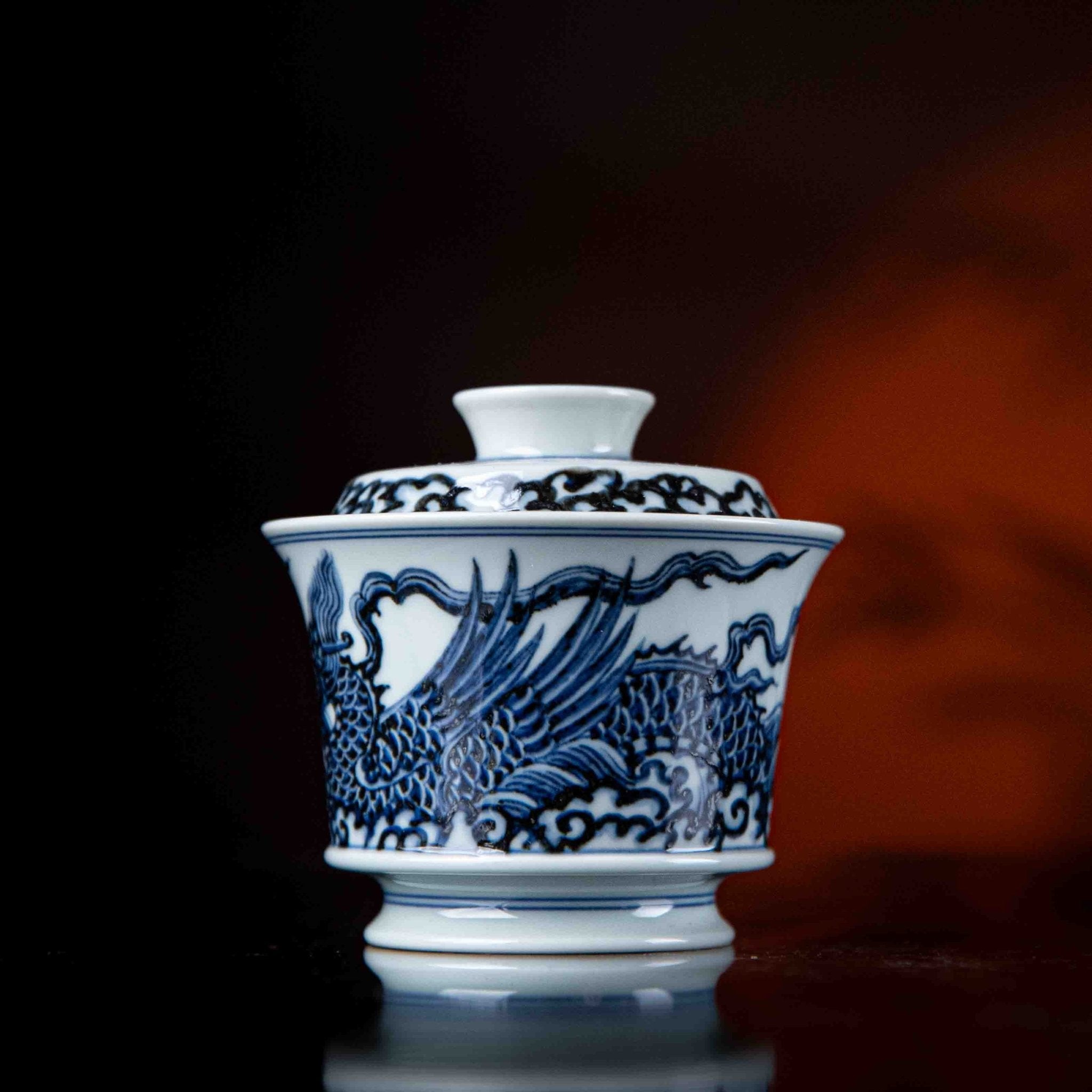 Hai Shui Long Wen 150cc - Jing De Zhen Porcelain Gaiwan - zycs_China