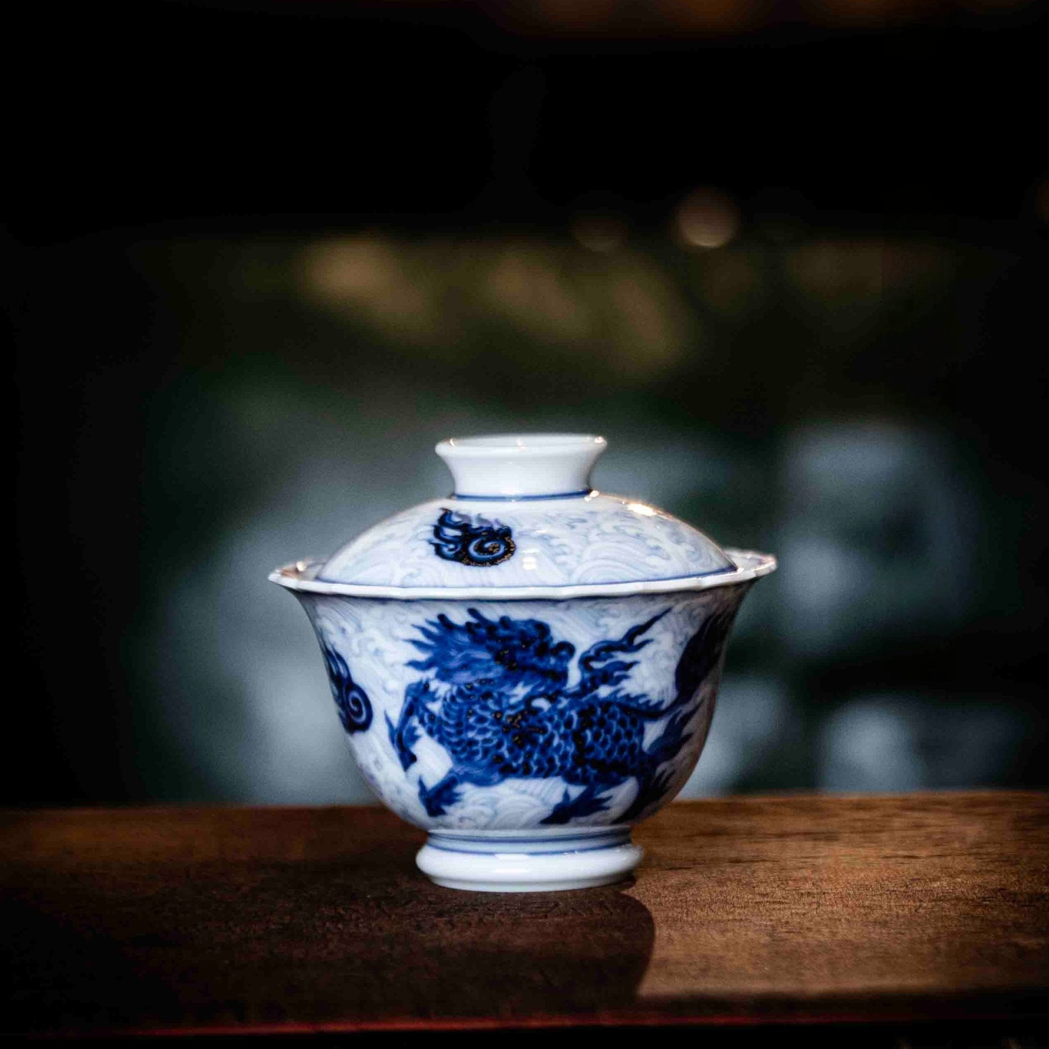 Hai Shui Qi Lin 100cc - Jing De Zhen Porcelain Gaiwan - zycs_China