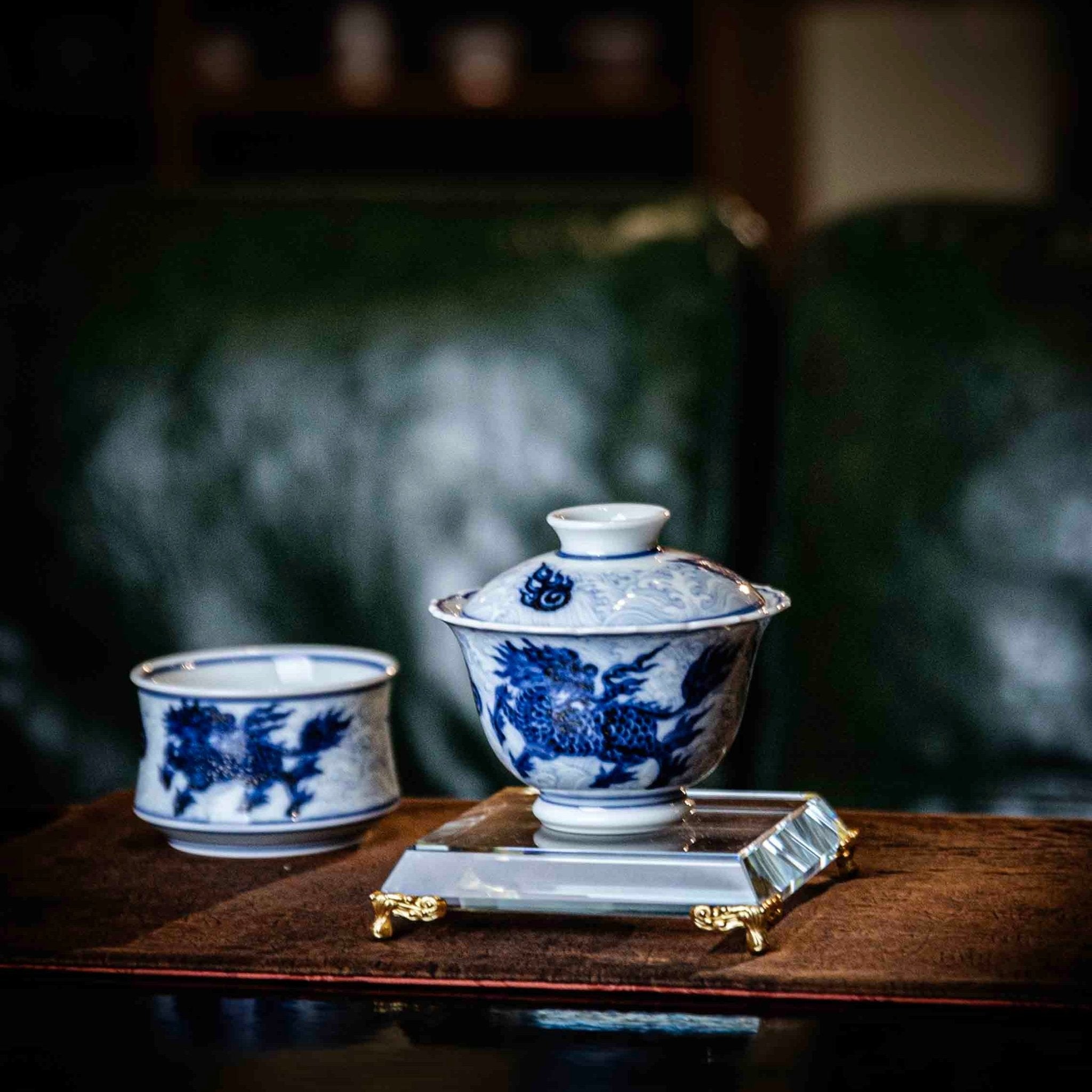 Hai Shui Qi Lin 100cc - Jing De Zhen Porcelain Gaiwan - zycs_China