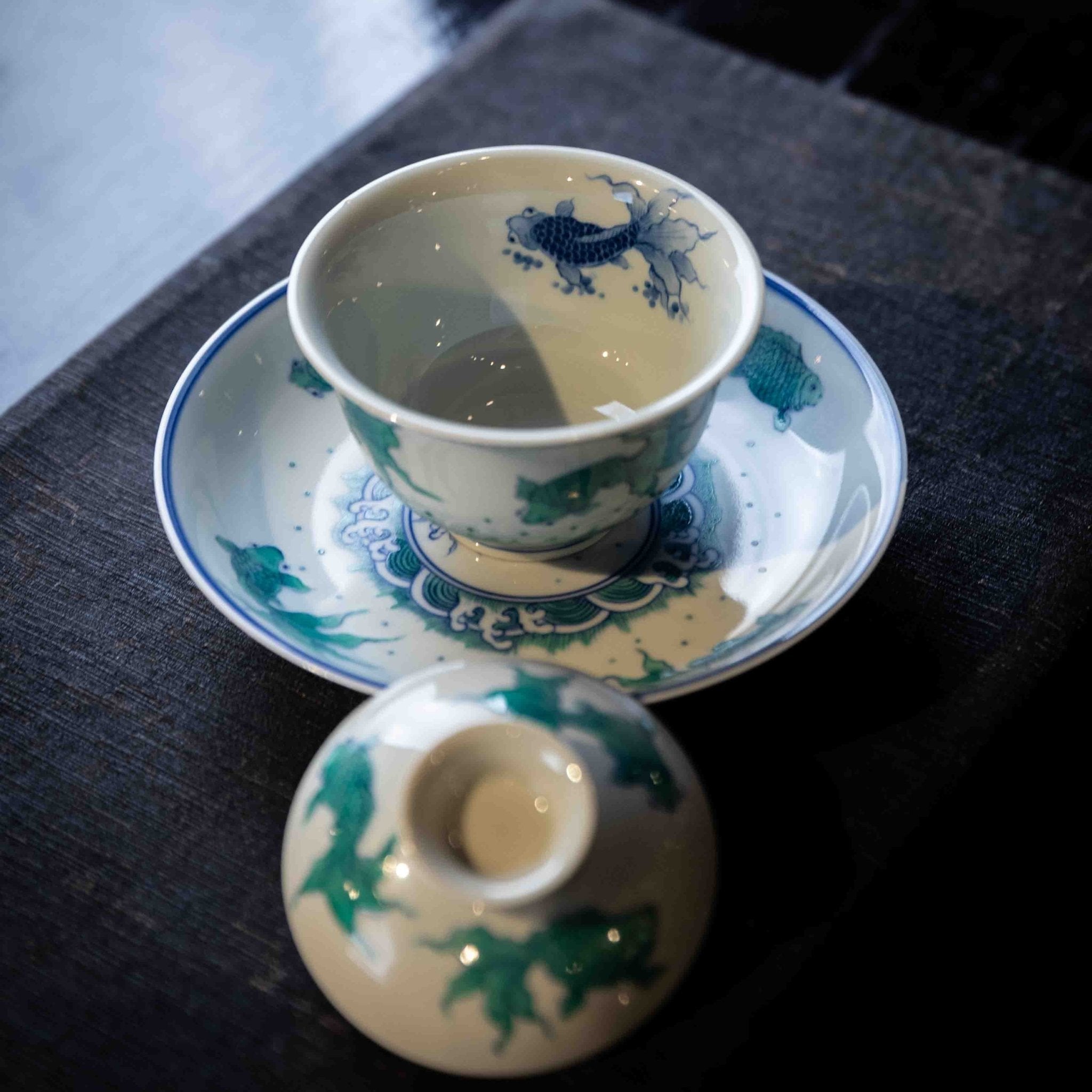 Hai Shui Yu Wen 150cc - Jing De Zhen Porcelain Gaiwan - zycs_China
