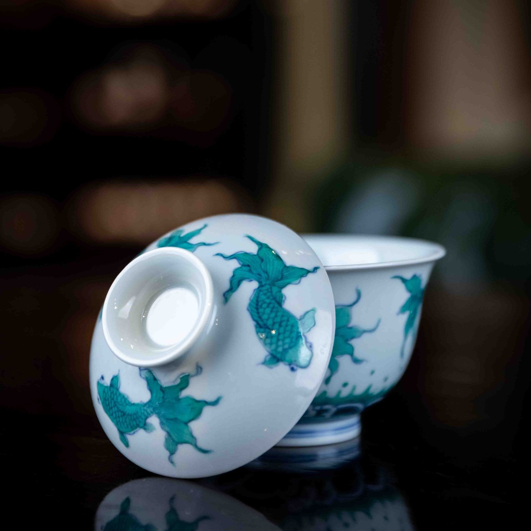 Hai Shui Yu Wen 150cc - Jing De Zhen Porcelain Gaiwan - zycs_China