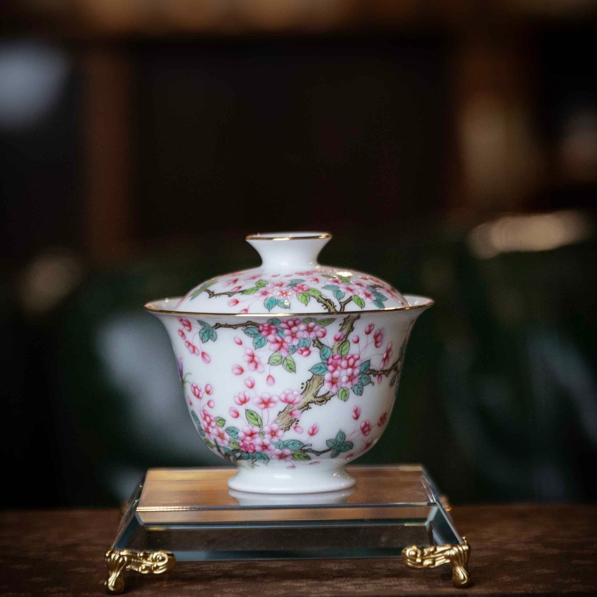 Hai Tang Hua 110cc - Jing De Zhen Porcelain Gaiwan - zycs_China