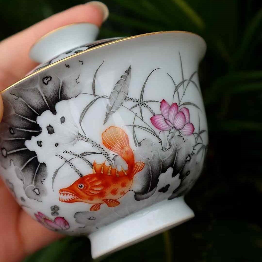 He Wei Gui 100cc - Jing De Zhen Porcelain Gaiwan - zycs_China