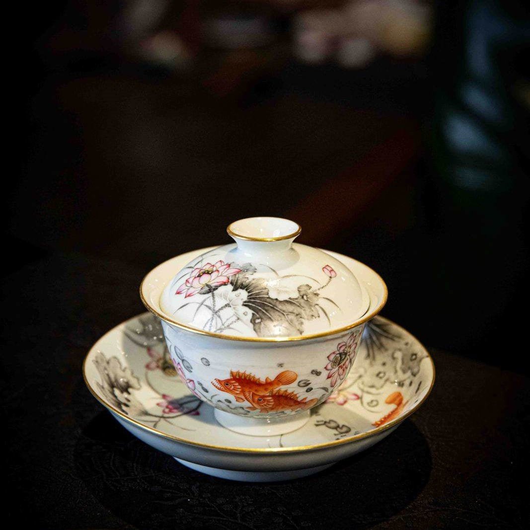 He Wei Gui 100cc - Jing De Zhen Porcelain Gaiwan - zycs_China