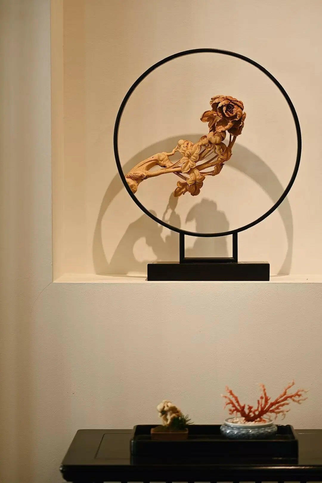 Hua Kai Fu Gui - Wood Sculpture - zycs_China