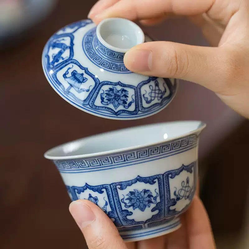 Ji Xiang Ba Bao - Jing De Zhen Porcelain Gaiwan - zycs_China