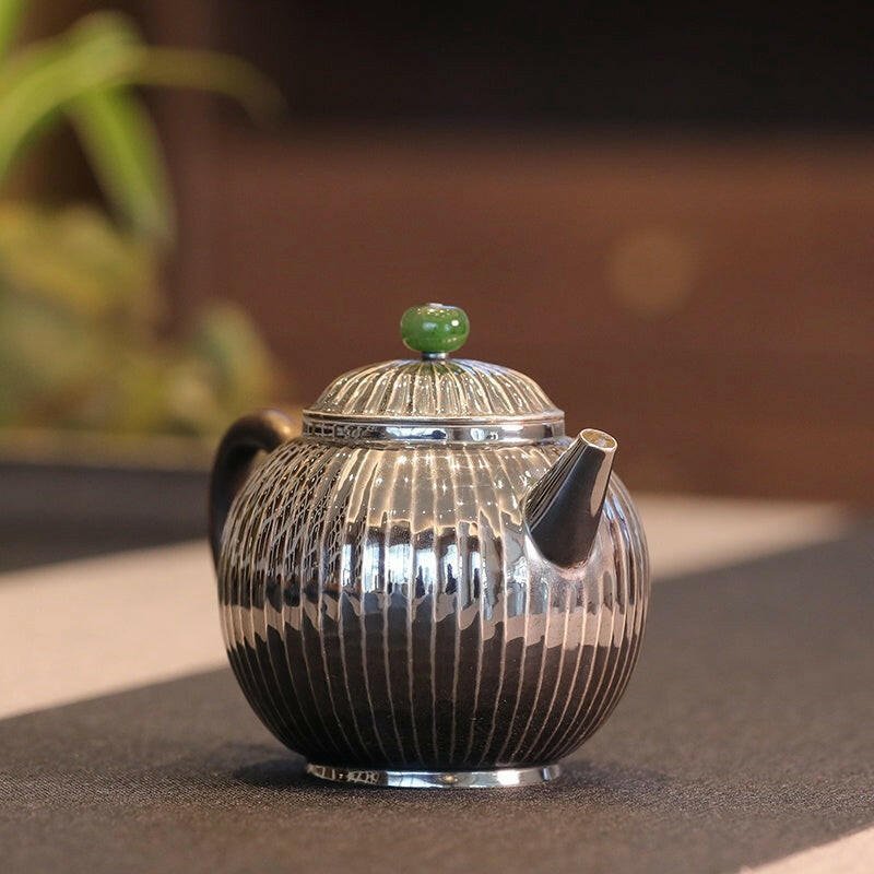 Jin Wen Ju Lun Zhu 200cc - Handmade silver pot - zycs_China