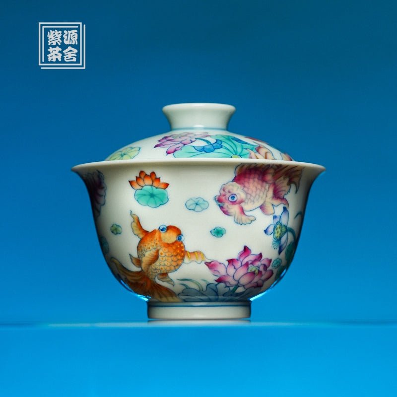 Jin Yu Xi Lian 120cc - Jing De Zhen Porcelain Gaiwan - zycs_China