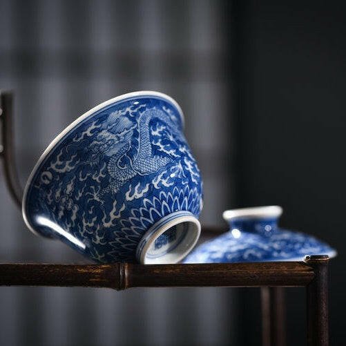 Lan Di Long Wen - Jing De Zhen Porcelain Gaiwan - zycs_China