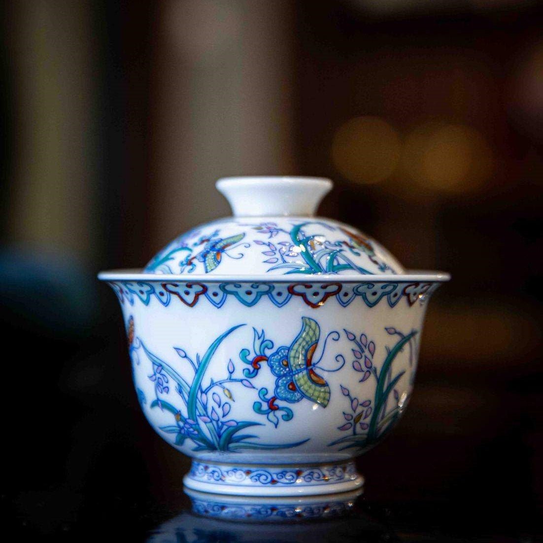 Lan Hua Hu Die 125cc - Jing De Zhen Porcelain Gaiwan - zycs_China